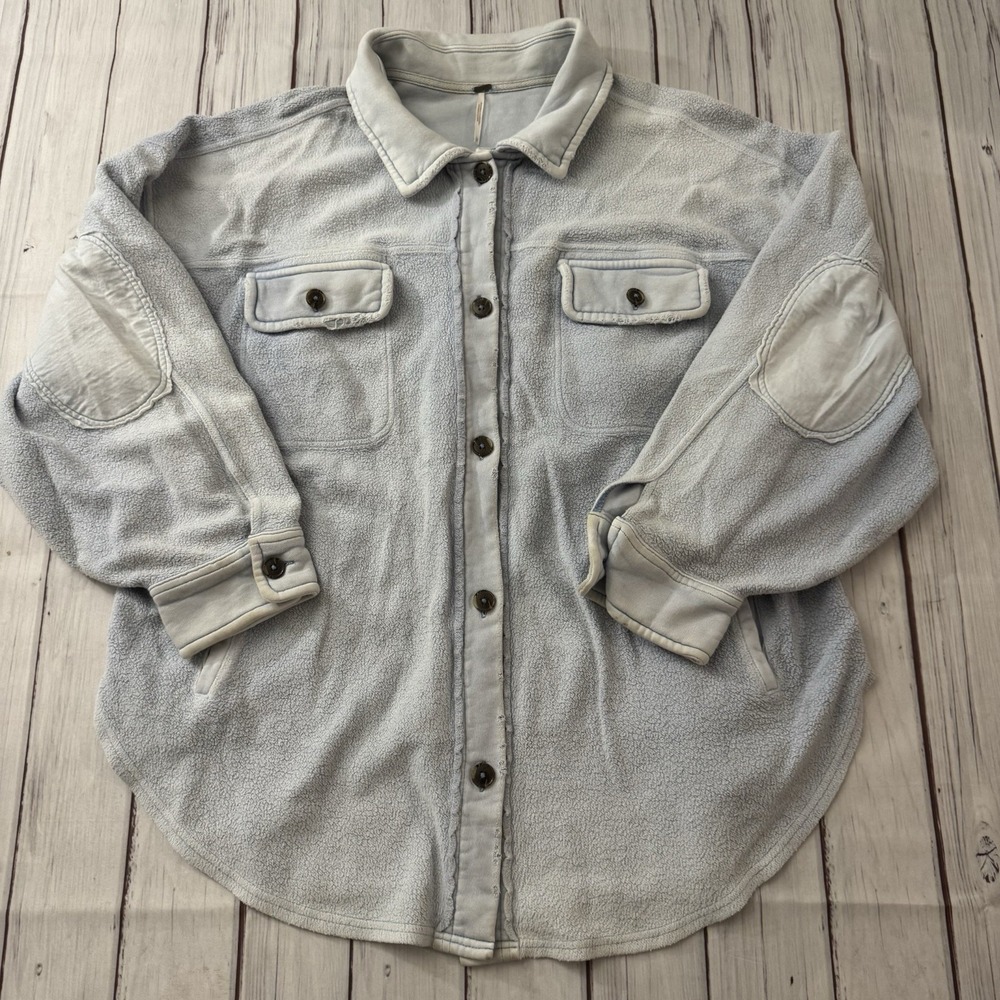 Free People Ruby Shacket Fleece‎ Jacket Women's Size Large Blue